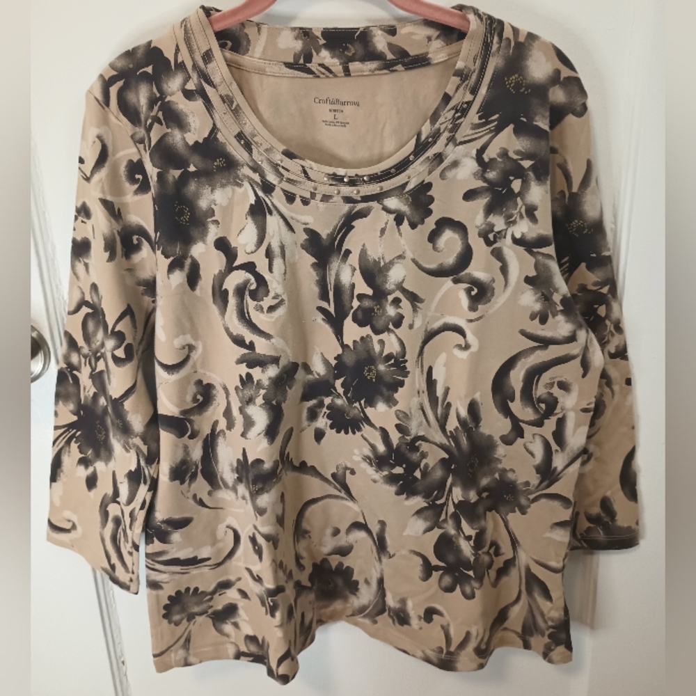Pullover Long sleeve Top lightweight sweater Stretch Size L - Picture 1 of 4